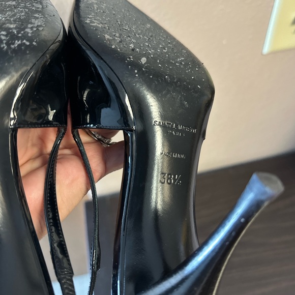 YSL SAINT LAURENT Blade Patent Leather Metallic-Toe Slingback Pumps sz 38.5 8 US - Picture 11 of 13